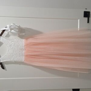 Charming White and Pink Kids Formal Dress